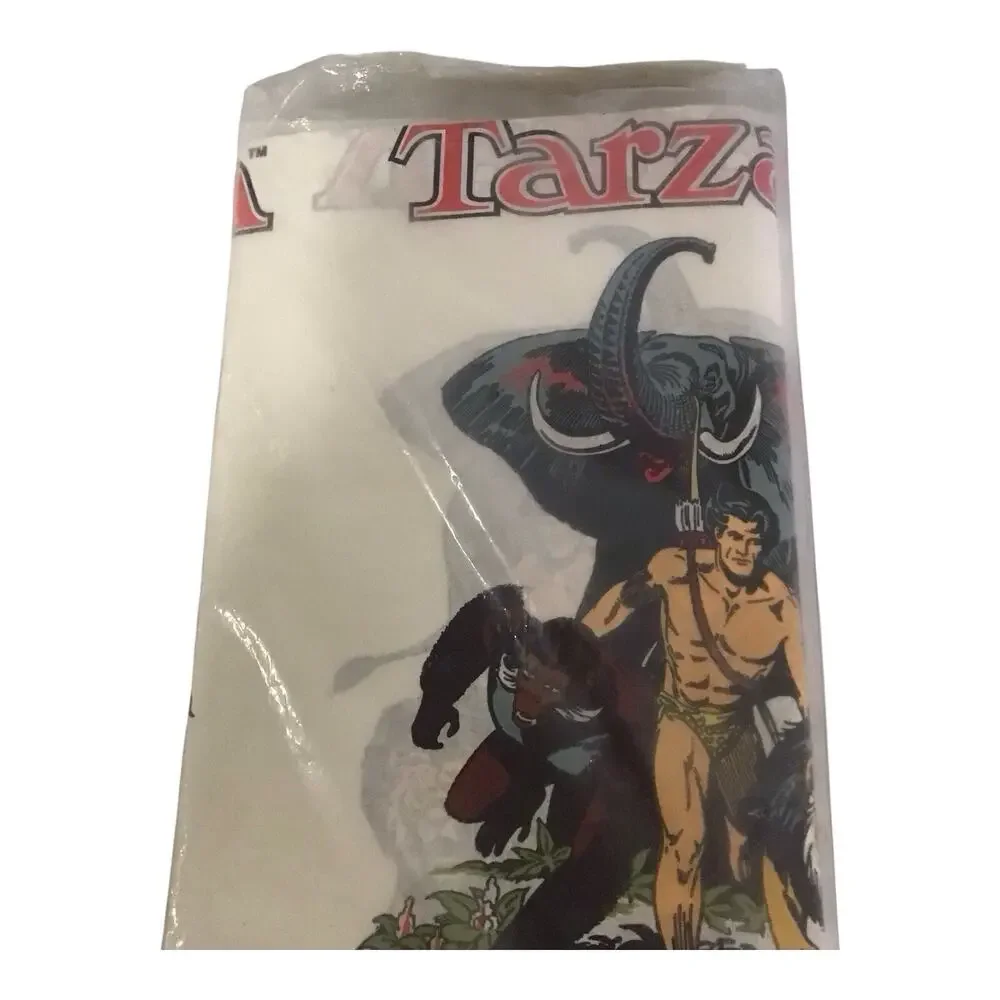 Vintage 1975 Tarzan Paper Table Cover Amscan USA 54x96 NOS Party Decoration